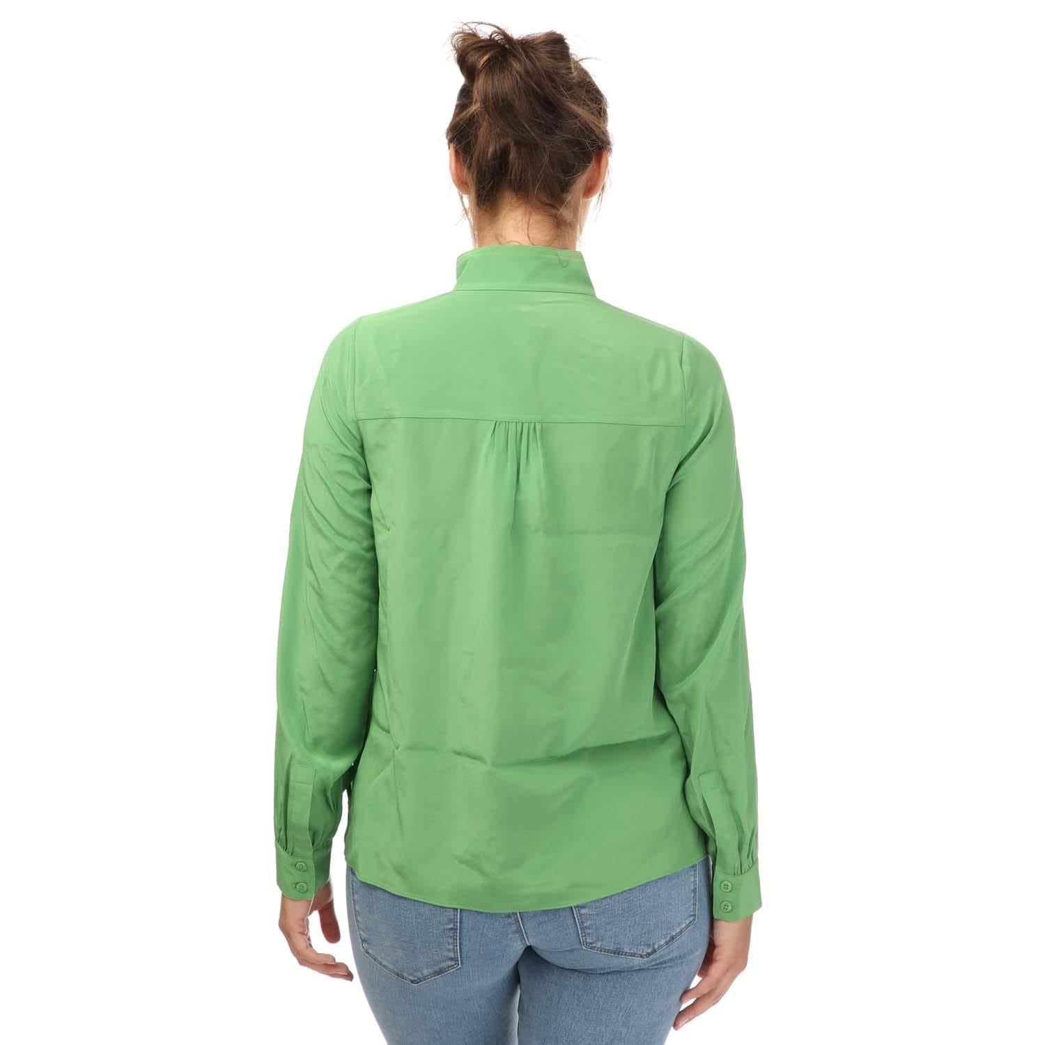 Green - Back - Ted Baker Womens-Ladies Marylou Silk Standing Collar Shirt