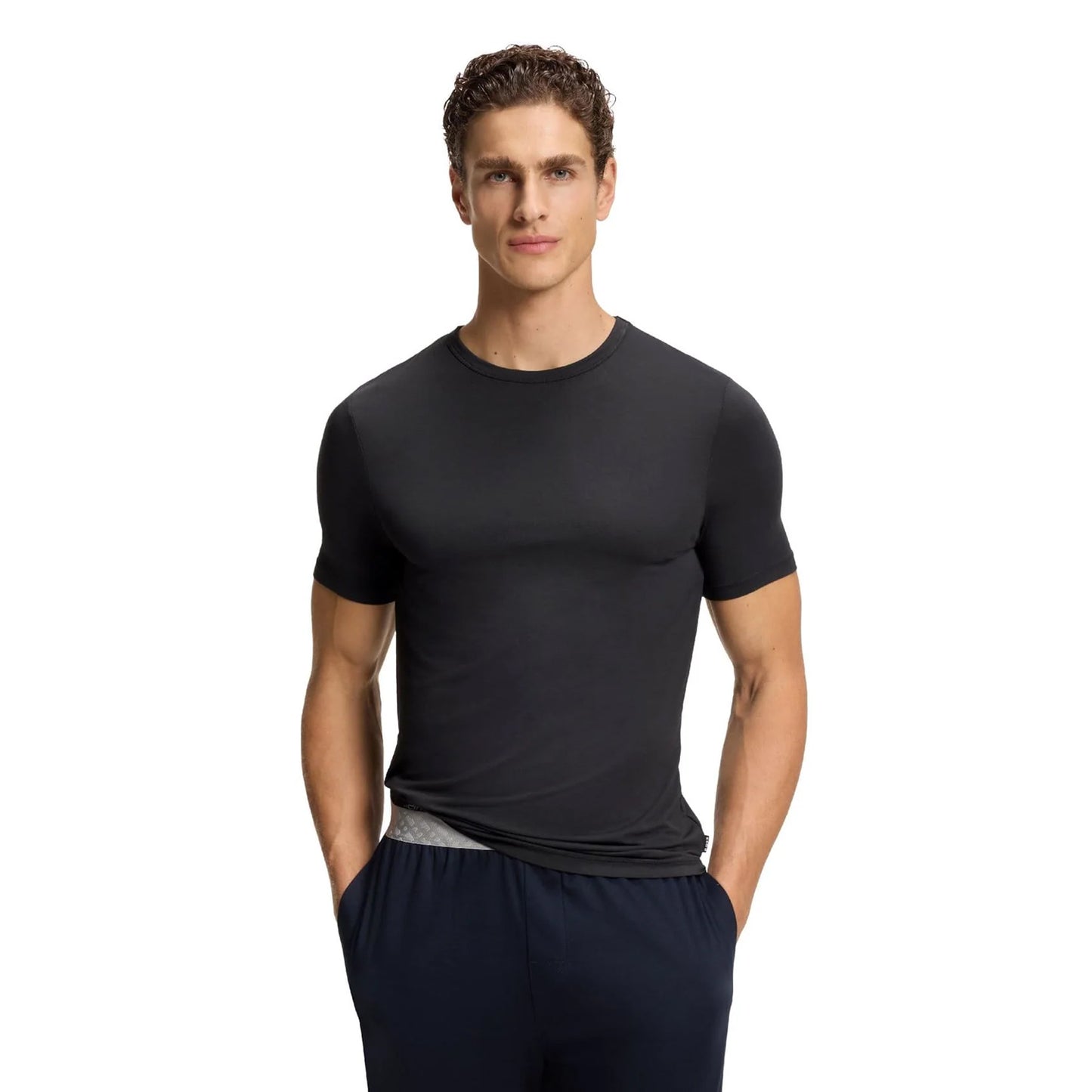 Multicoloured - Side - Hugo Boss Mens Bamboo Slim T-Shirt (Pack of 3)