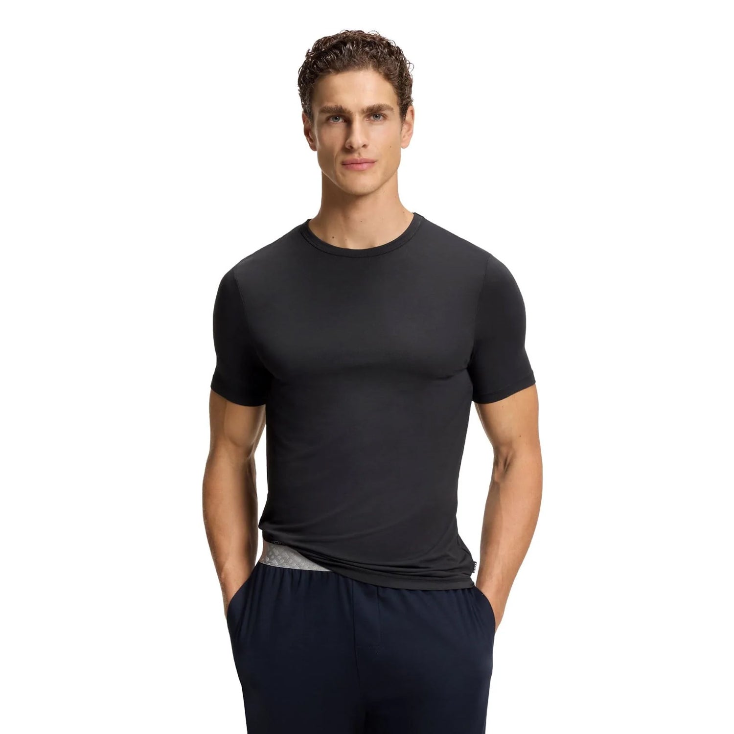 Multicoloured - Side - Hugo Boss Mens Bamboo Slim T-Shirt (Pack of 3)