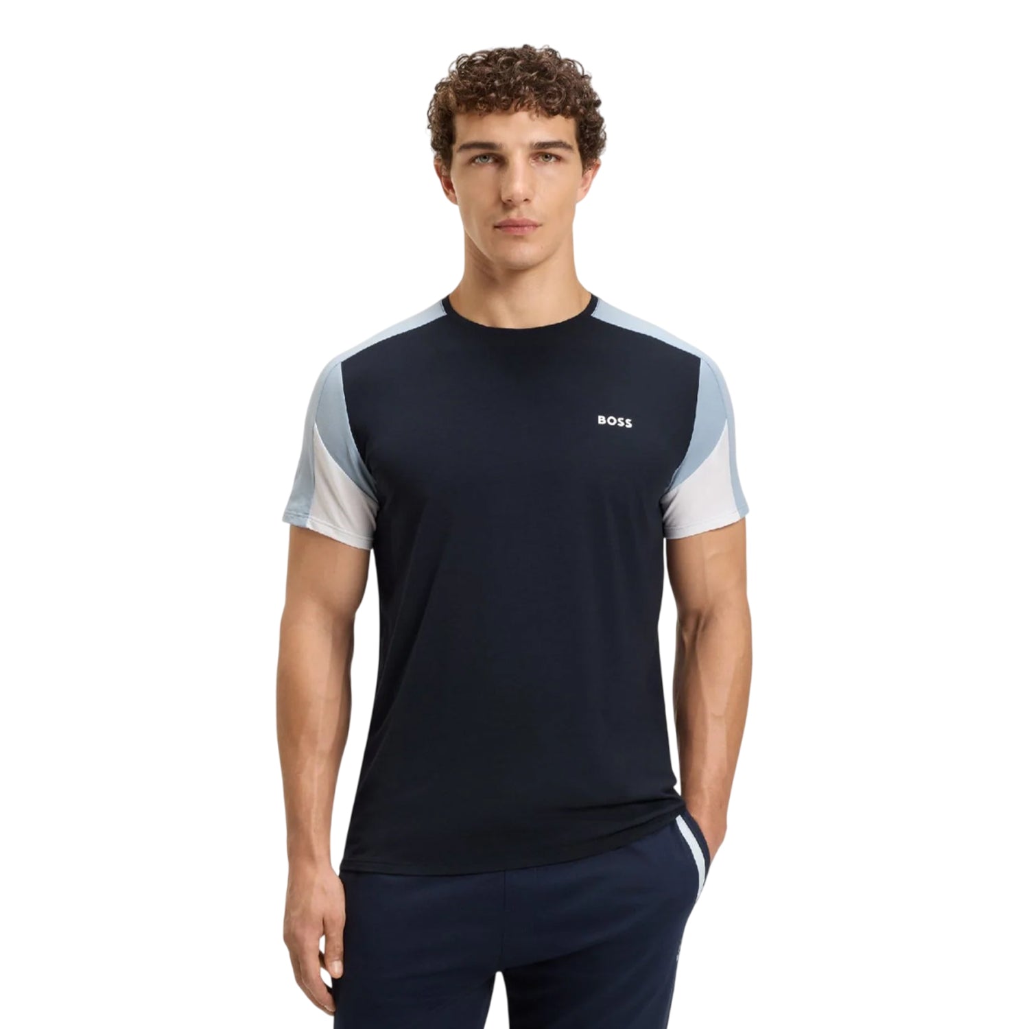 Dark Blue - Side - Hugo Boss Mens Balance Logo T-Shirt