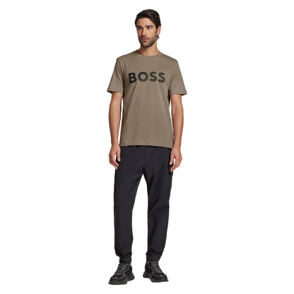 Beige - Lifestyle - Boss Mens Large Logo Cotton T-Shirt