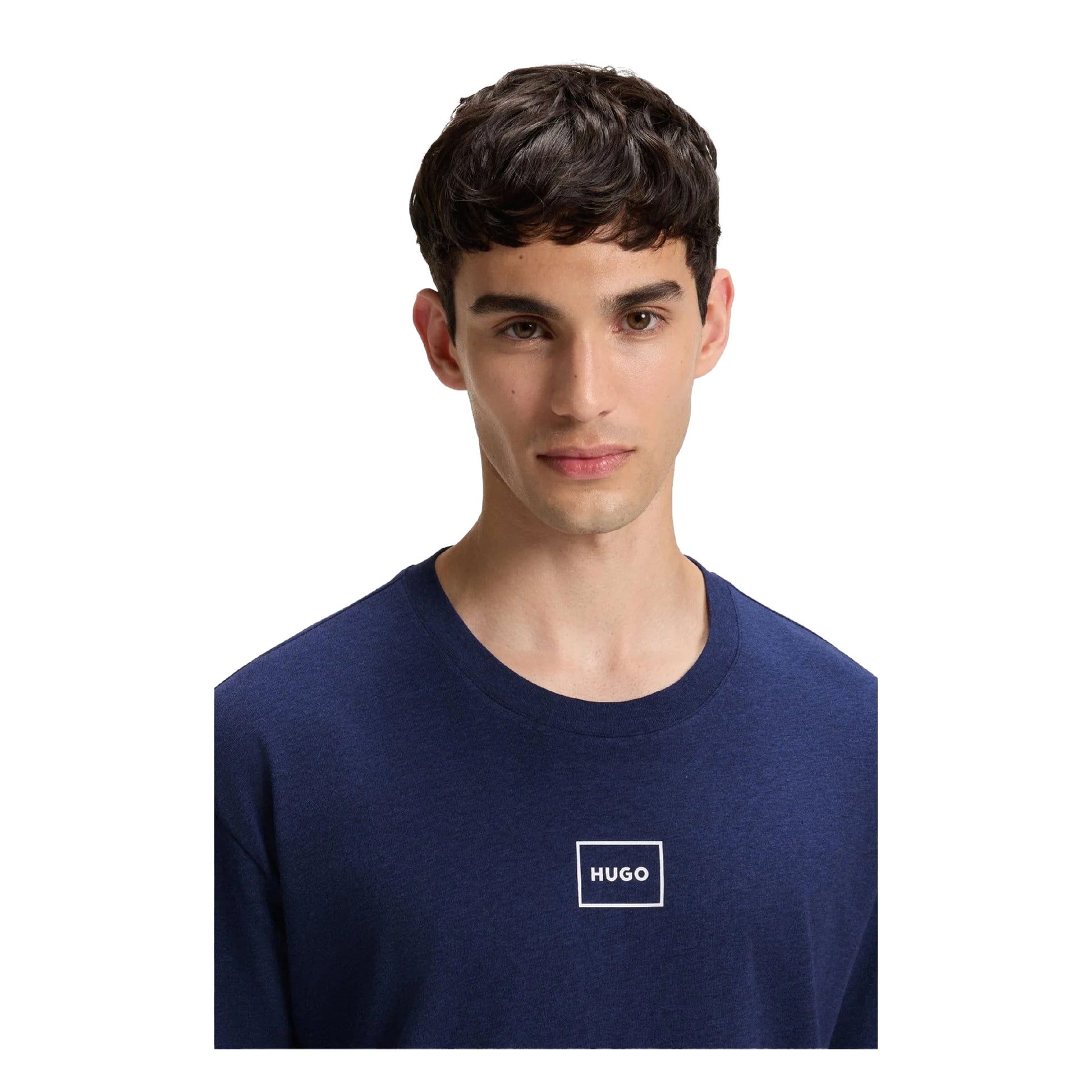 Dark Blue - Side - Hugo Mens Laze Logo T-Shirt