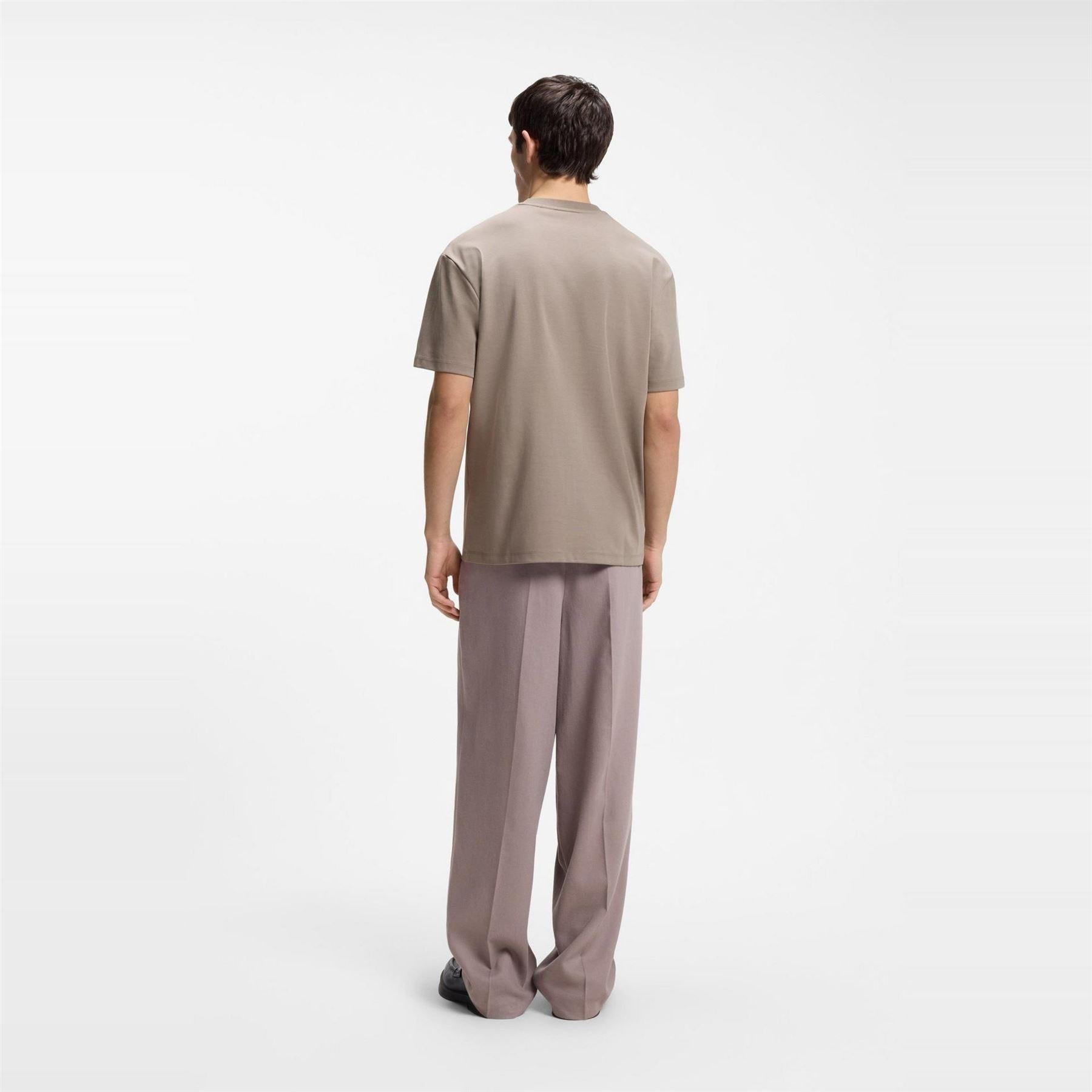 Brown - Side - Hugo Mens Dalile Stacked T-Shirt