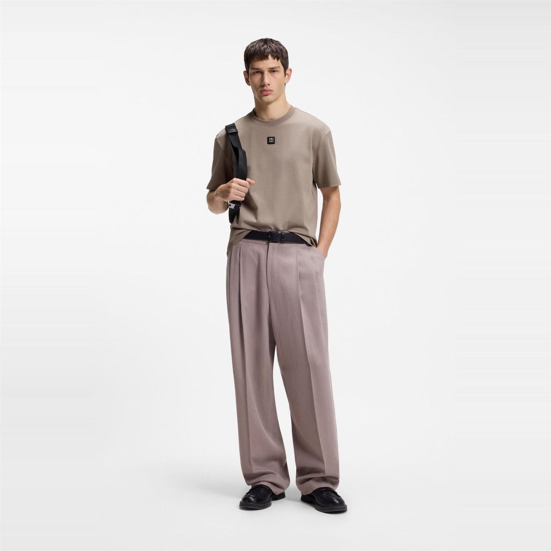 Brown - Pack Shot - Hugo Mens Dalile Stacked T-Shirt