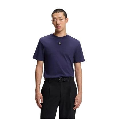 Navy - Side - Hugo Mens Dalile Stacked T-Shirt