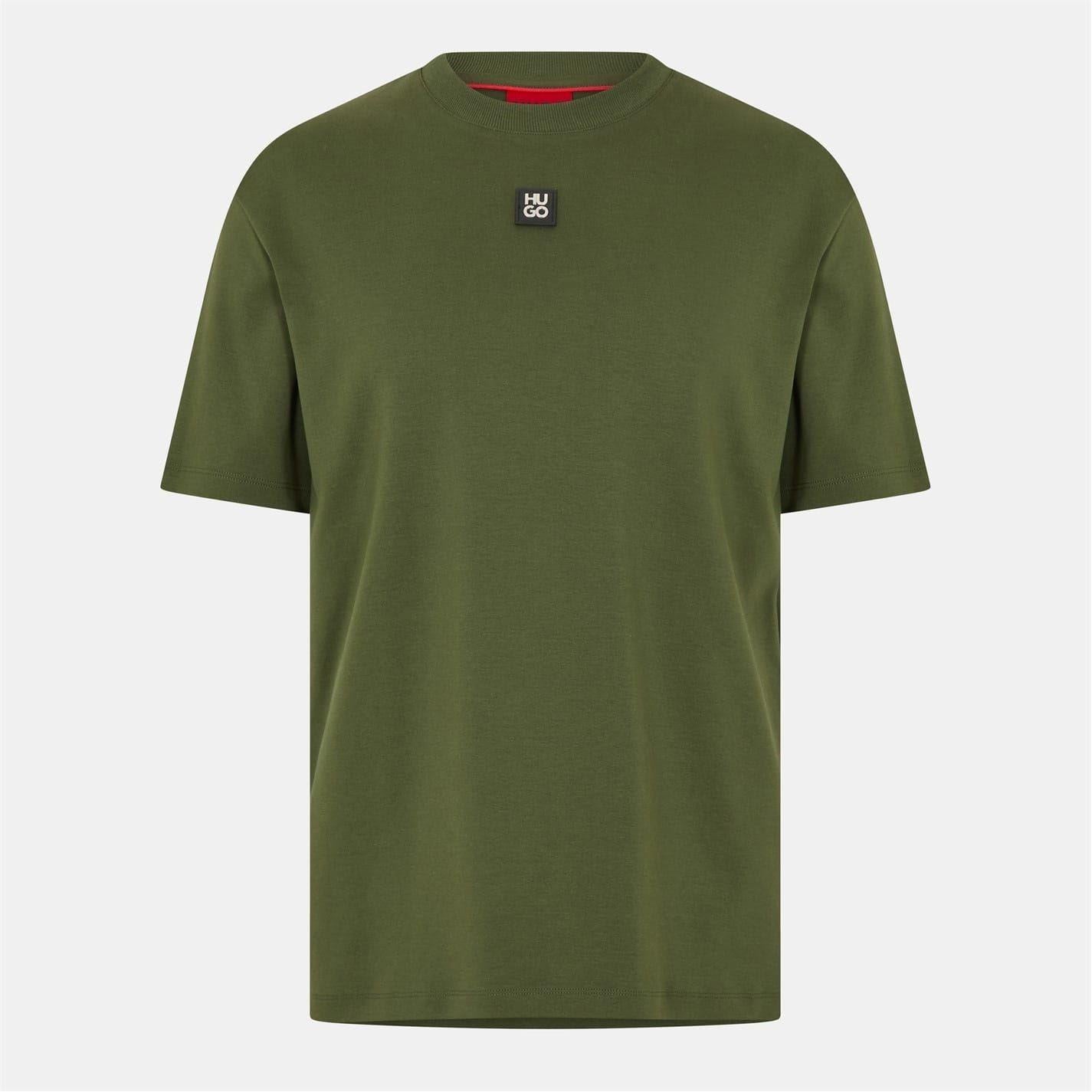 Dark Green - Front - Hugo Mens Dalile Stacked T-Shirt