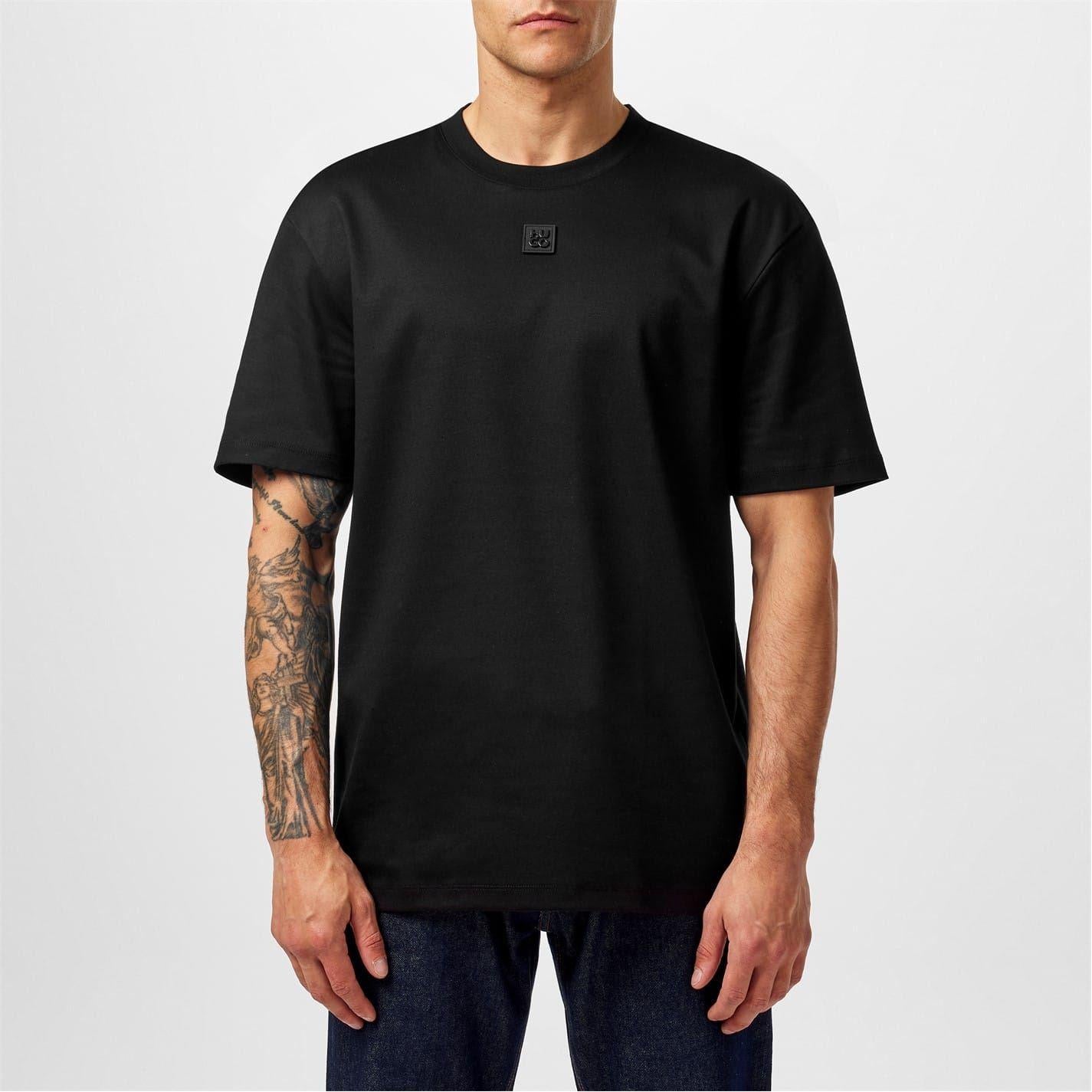 Black - Front - Hugo Mens Dalile Stacked T-Shirt