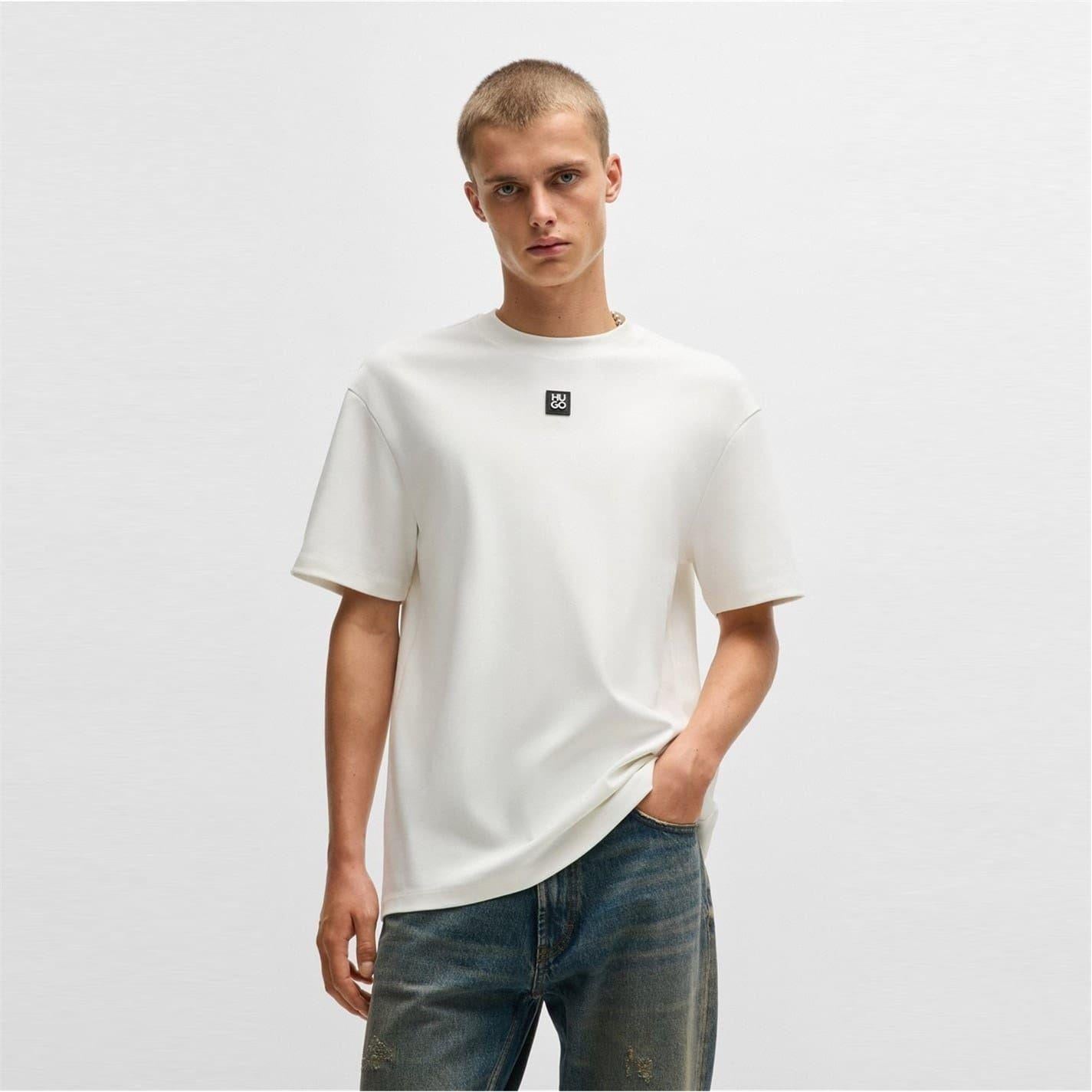 Natural - Front - Hugo Mens Dalile Stacked T-Shirt