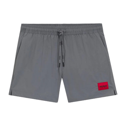 Grey - Front - Hugo Mens Dominica Label Logo Swim Shorts