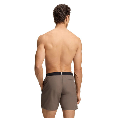 Brown - Back - Hugo Mens Starfish Logo Swim Shorts