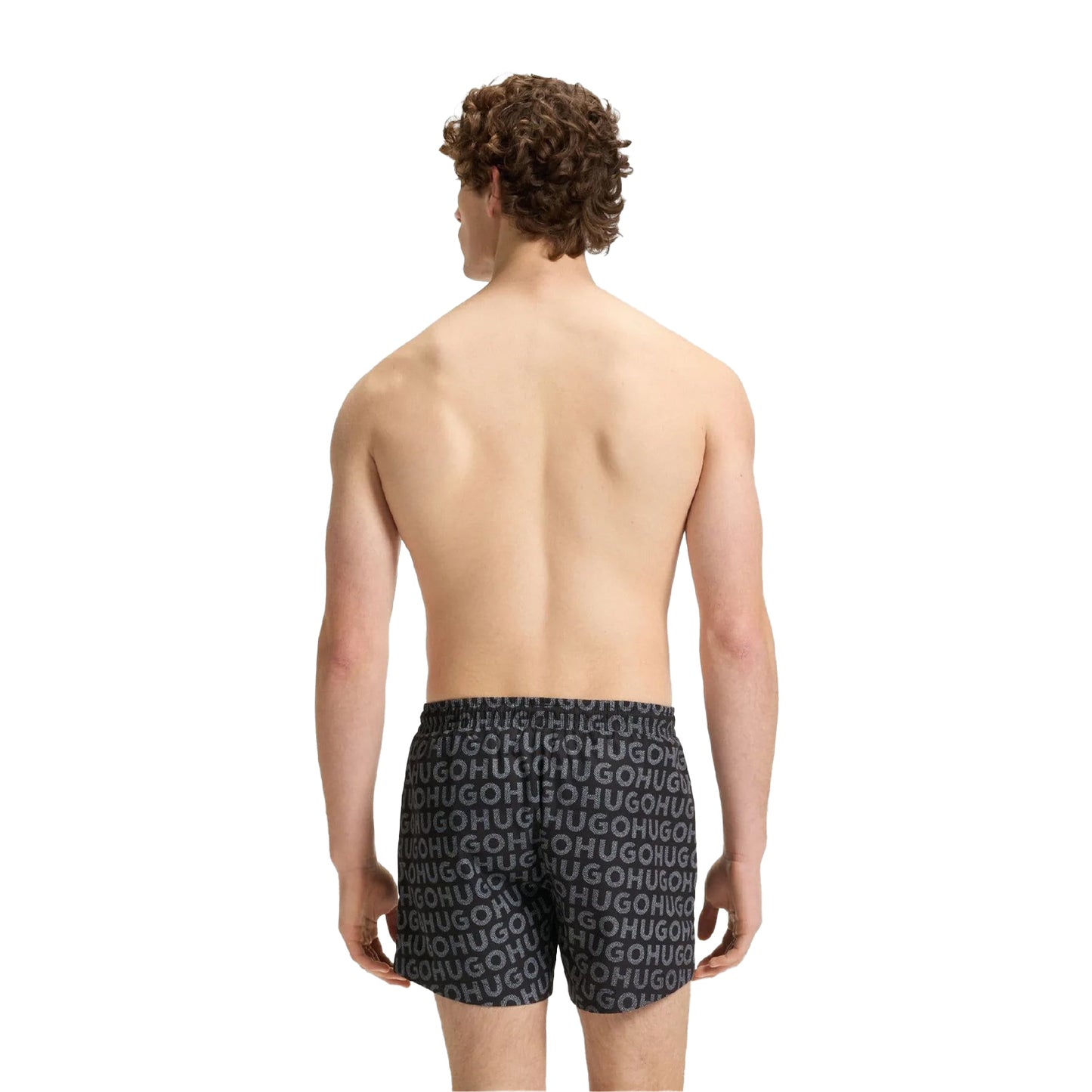 Black - Back - Hugo Mens Tortuga Logo Printed Swim Shorts