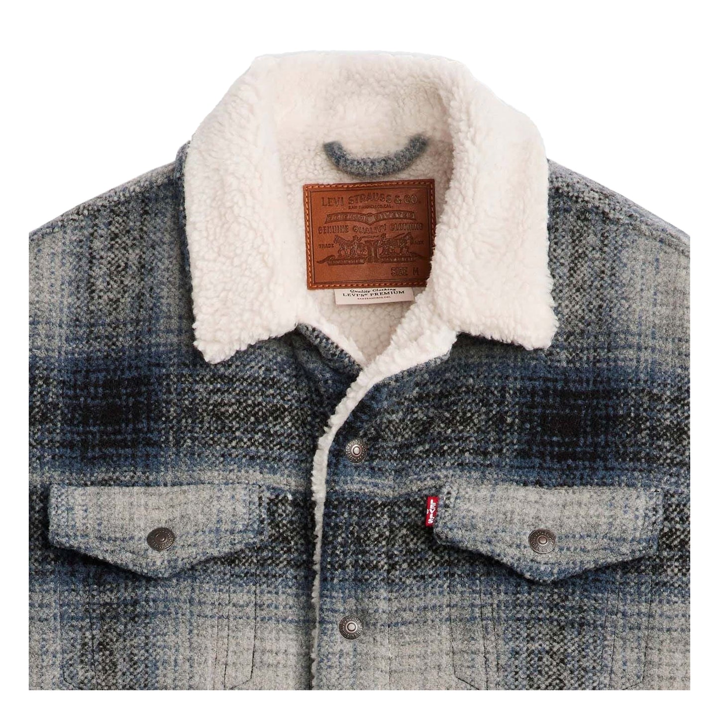 Grey - Side - Levis Mens Type III Sherpa Long-Sleeved Trucker Jacket