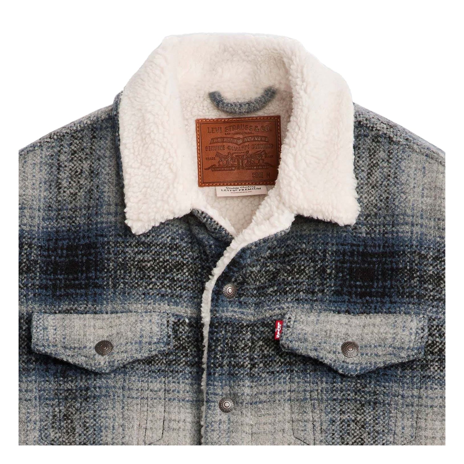 Grey - Side - Levis Mens Type III Sherpa Long-Sleeved Trucker Jacket
