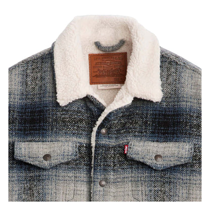 Grey - Side - Levis Mens Type III Sherpa Long-Sleeved Trucker Jacket