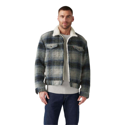 Grey - Lifestyle - Levis Mens Type III Sherpa Long-Sleeved Trucker Jacket