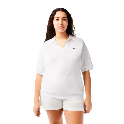 White - Lifestyle - Lacoste Womens-Ladies Loose Fit Polo Shirt