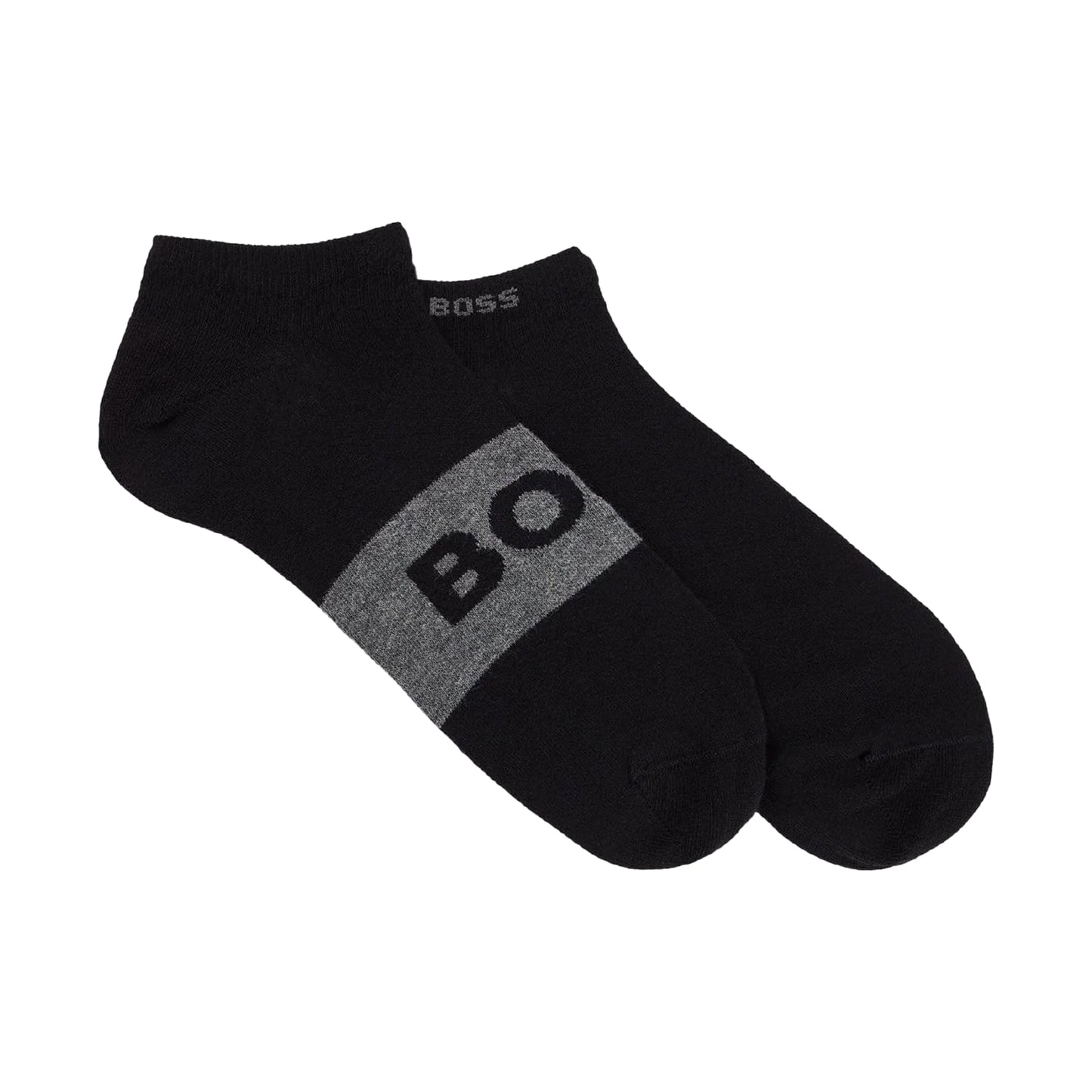 Black - Back - Boss Mens Logo Ankle Socks (Pack of 2)