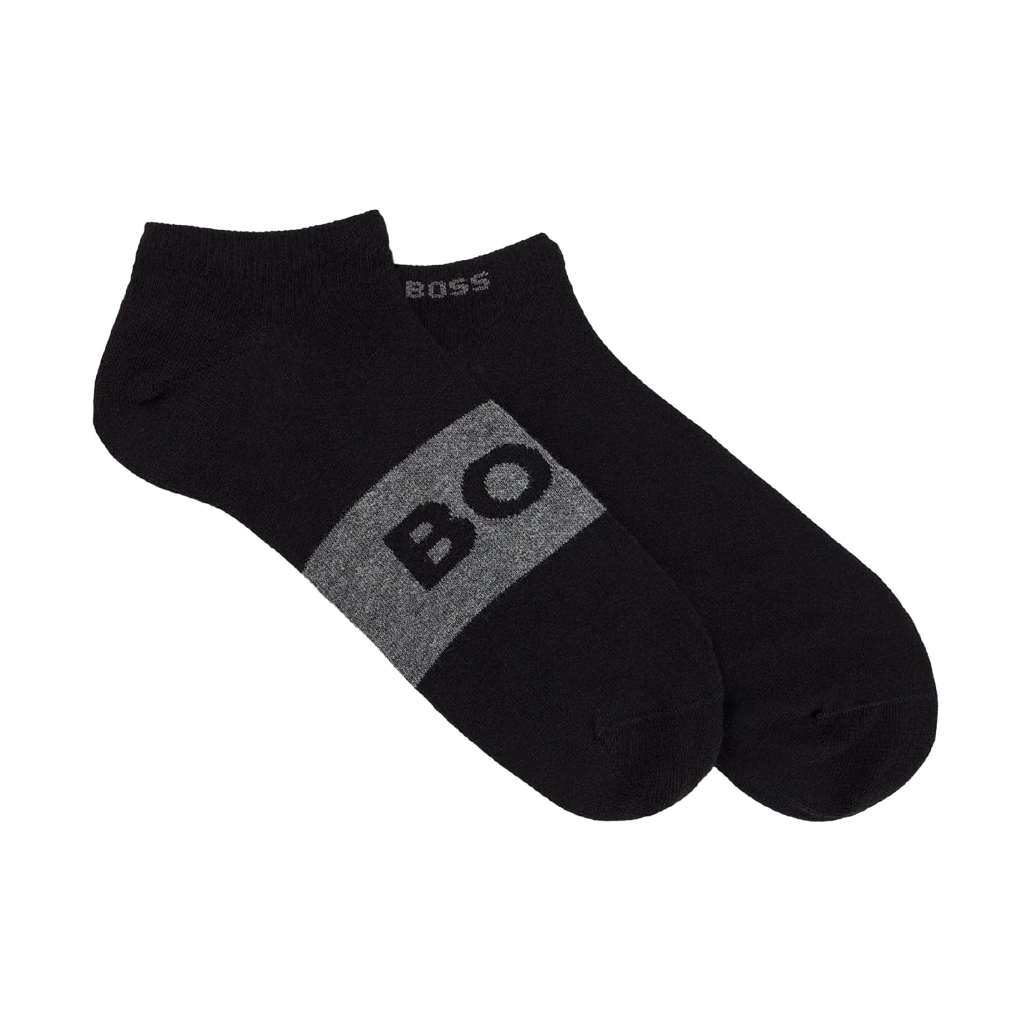 Black - Back - Boss Mens Logo Ankle Socks (Pack of 2)