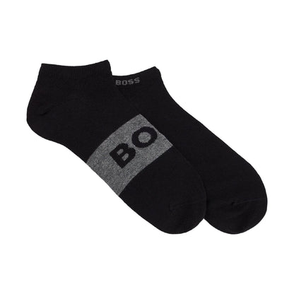 Black - Back - Boss Mens Logo Ankle Socks (Pack of 2)