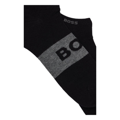 Black - Side - Boss Mens Logo Ankle Socks (Pack of 2)