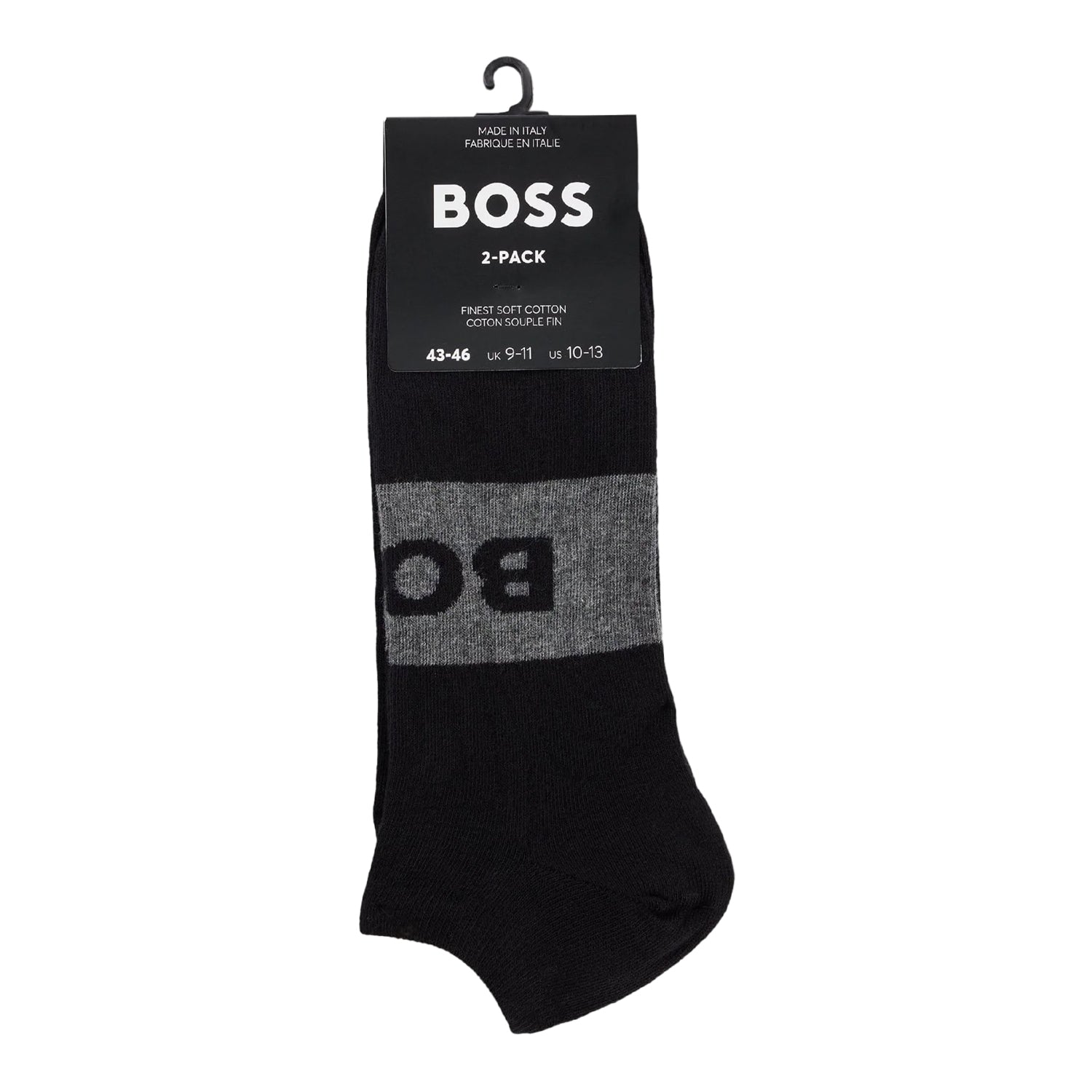 Black - Lifestyle - Boss Mens Logo Ankle Socks (Pack of 2)