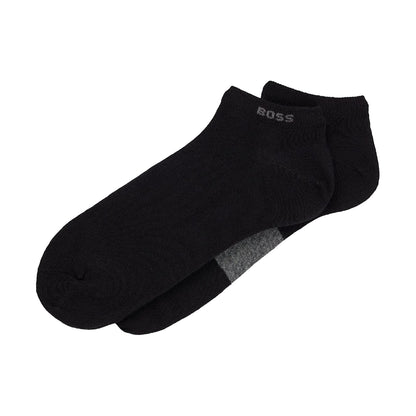 Black - Front - Boss Mens Logo Ankle Socks (Pack of 2)