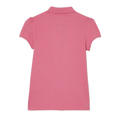 Pink - Back - Lacoste Childrens-Kids Scalloped Mini Collared Polo Shirt