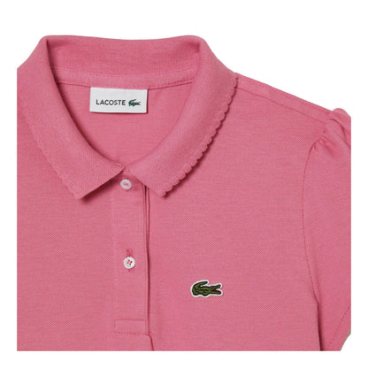 Pink - Side - Lacoste Childrens-Kids Scalloped Mini Collared Polo Shirt