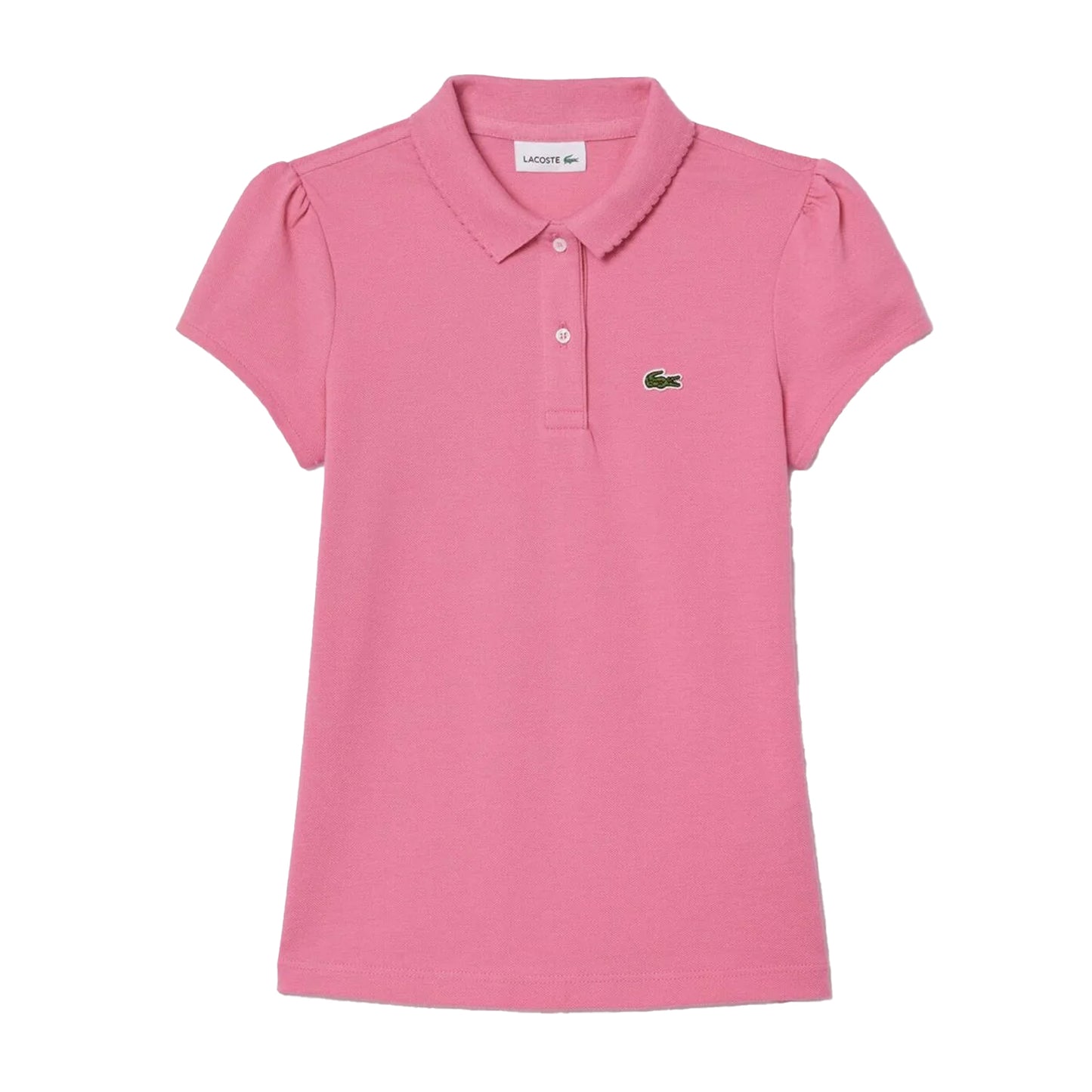 Pink - Front - Lacoste Childrens-Kids Scalloped Mini Collared Polo Shirt