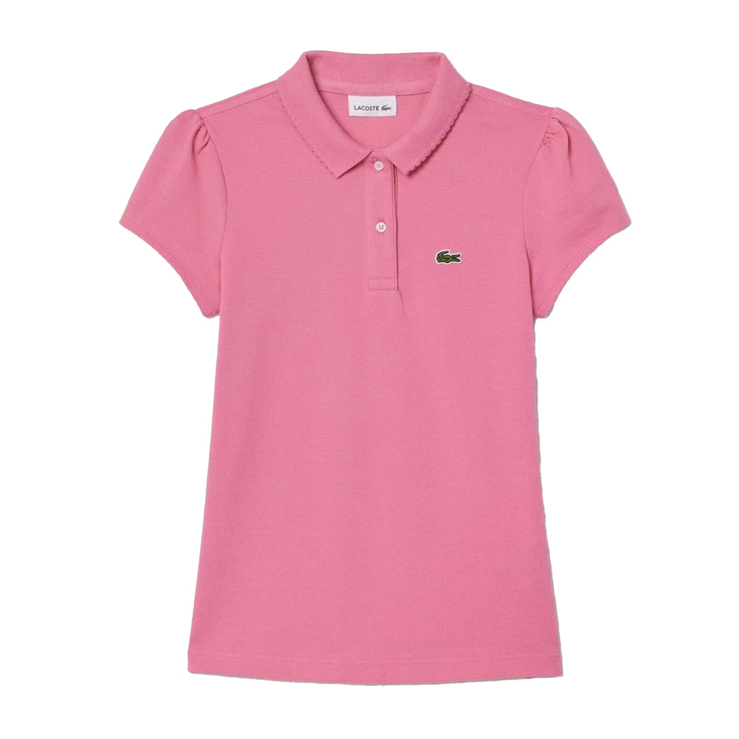 Pink - Front - Lacoste Childrens-Kids Scalloped Mini Collared Polo Shirt