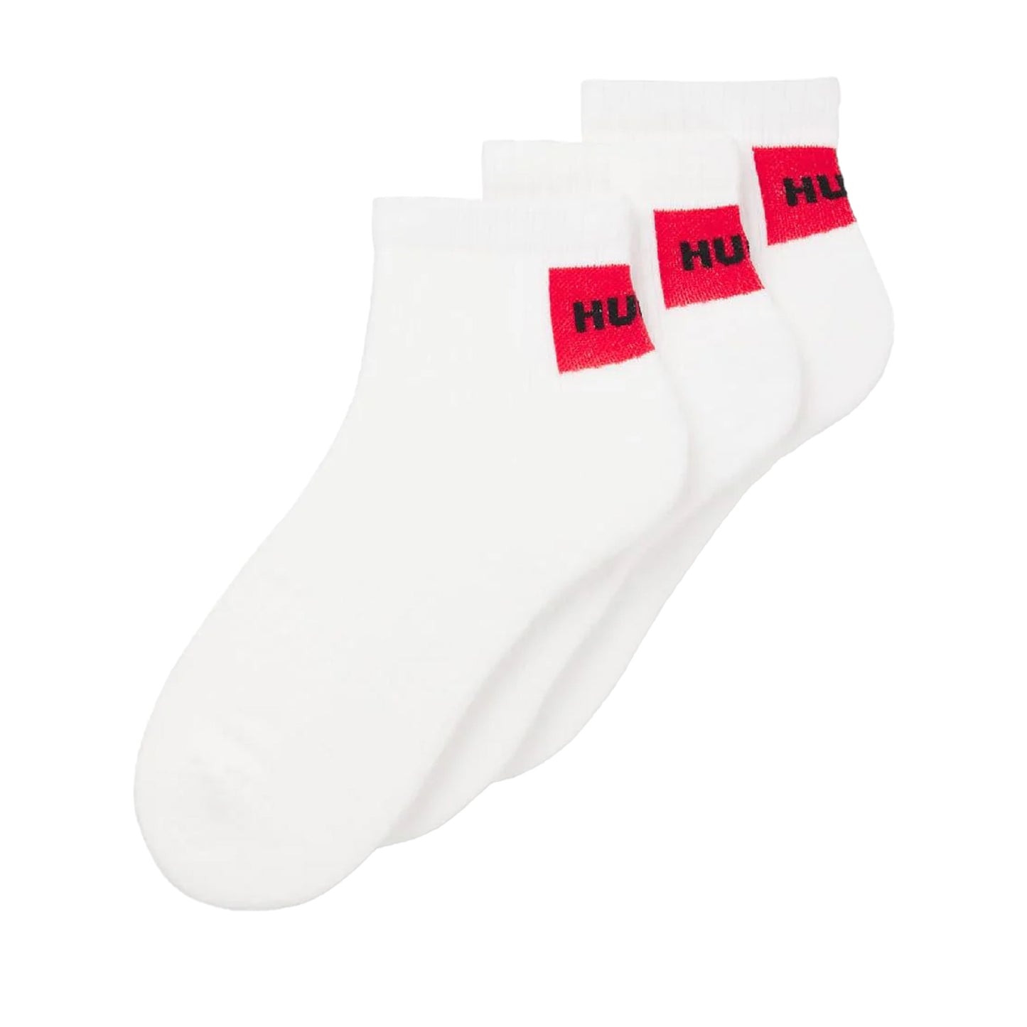 White - Front - Hugo Mens Logo Ankle Socks (Pack of 3)
