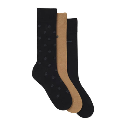 Multicoloured - Back - Boss Mens Regular Socks (Pack of 3)
