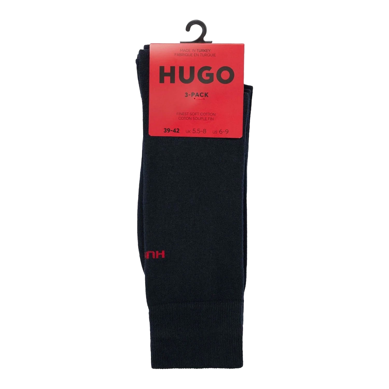 Dark Blue - Back - Hugo Mens Logo Socks (Pack of 3)
