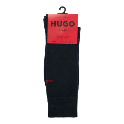 Dark Blue - Back - Hugo Mens Logo Socks (Pack of 3)