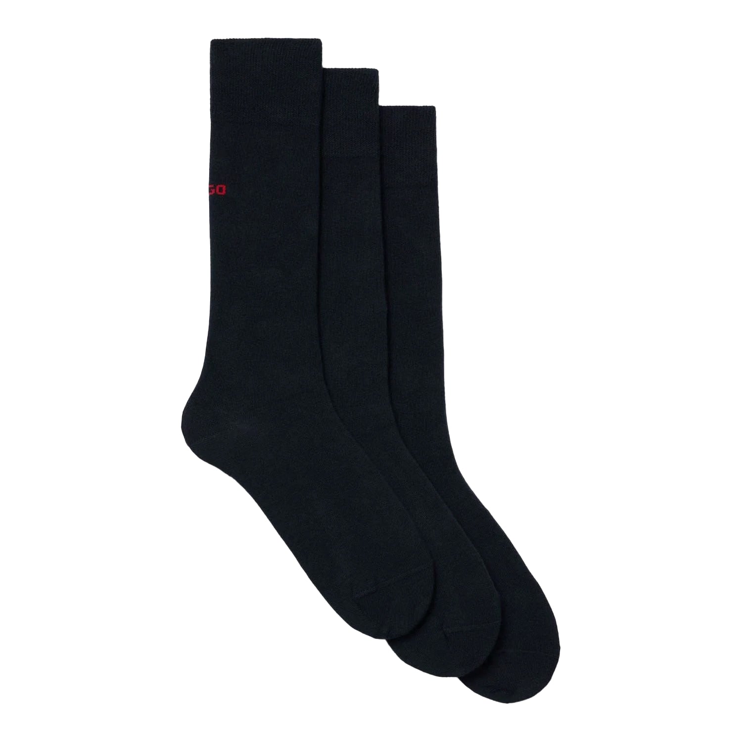 Dark Blue - Front - Hugo Mens Logo Socks (Pack of 3)