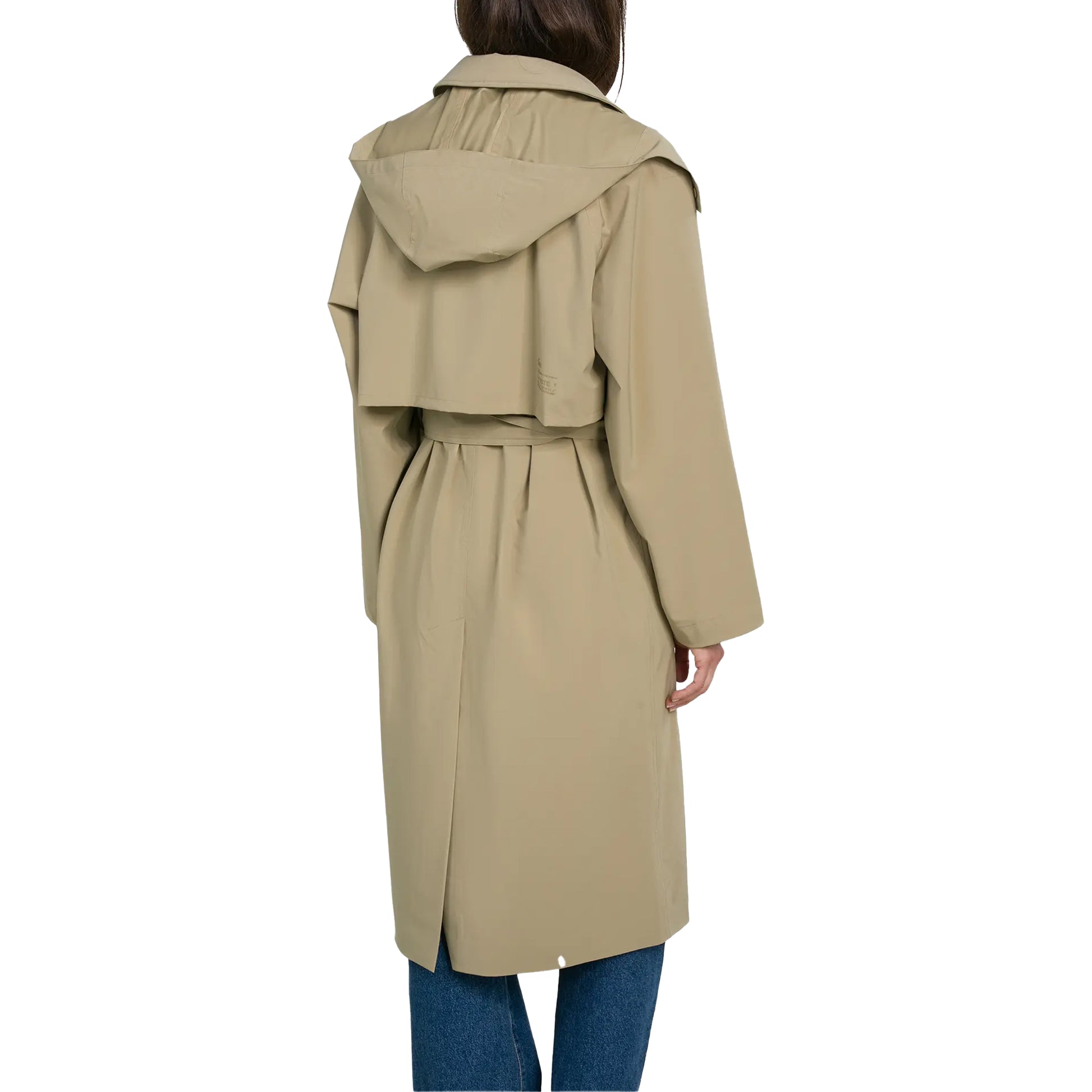 Beige - Back - Lacoste Womens-Ladies Logo Oversized Trench Coat