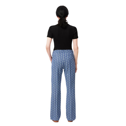 Blue - Back - Lacoste Womens-Ladies Monogram Flared Leg Sweatpants