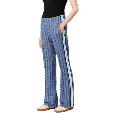 Blue - Side - Lacoste Womens-Ladies Monogram Flared Leg Sweatpants