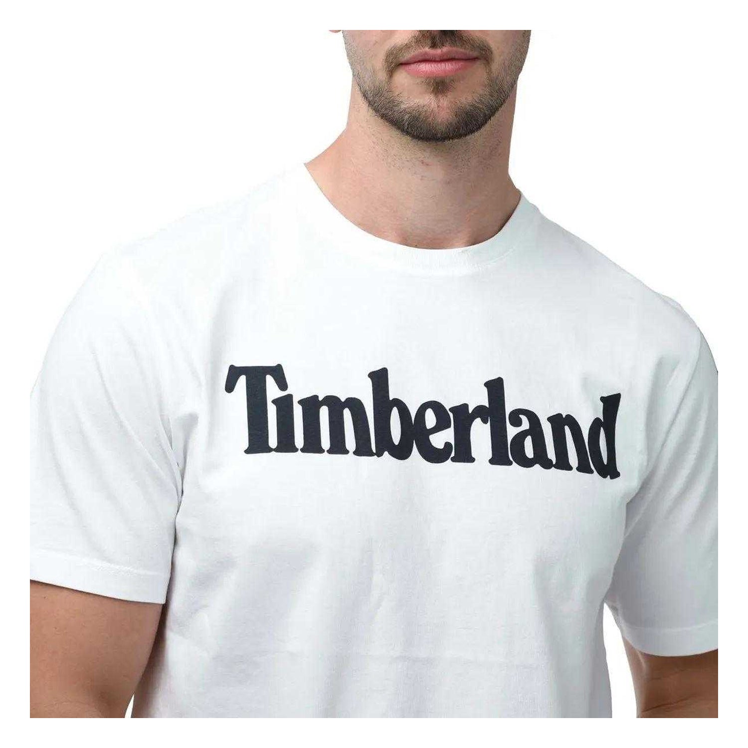 White - Side - Timberland Mens Kennebec River Logo T-Shirt