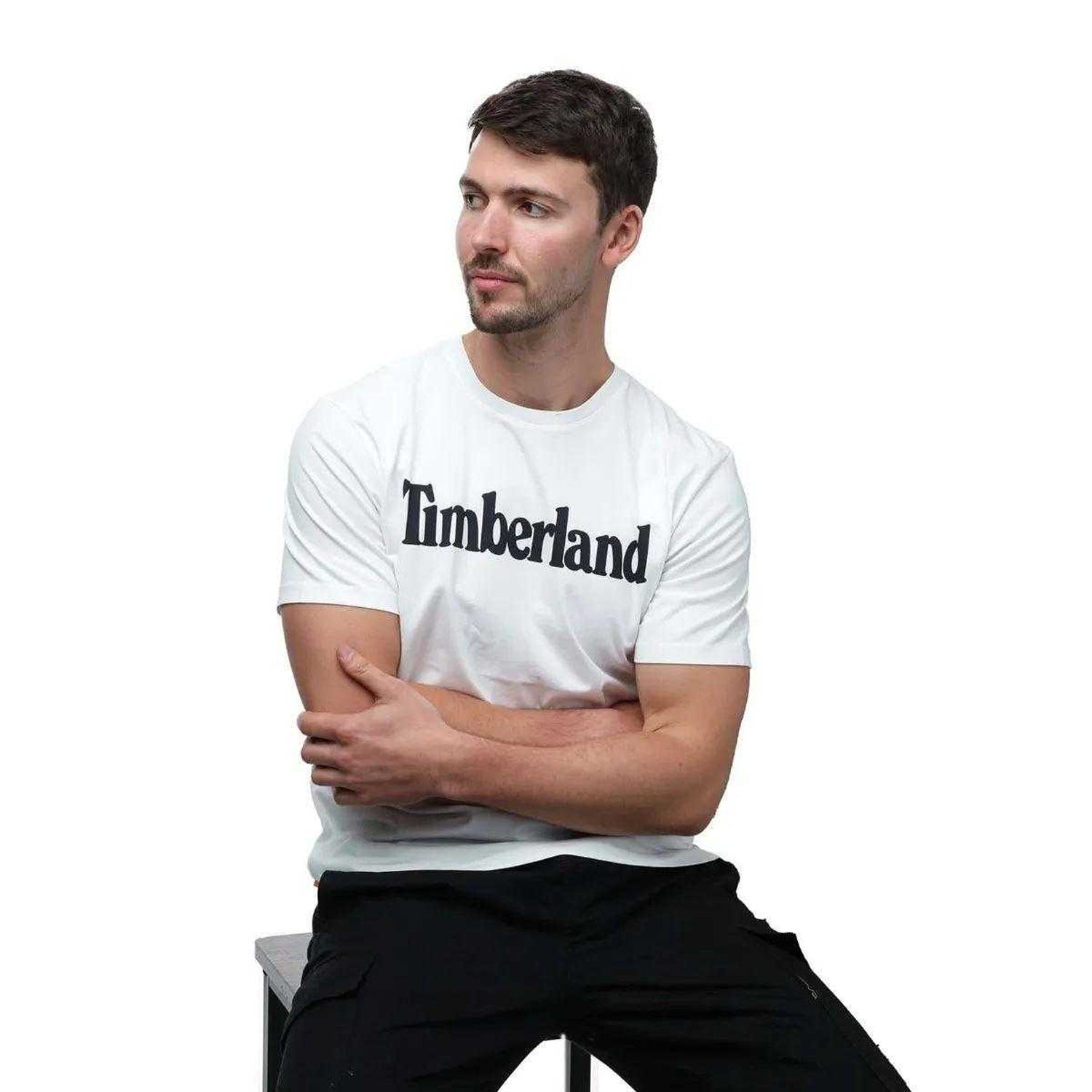 White - Lifestyle - Timberland Mens Kennebec River Logo T-Shirt