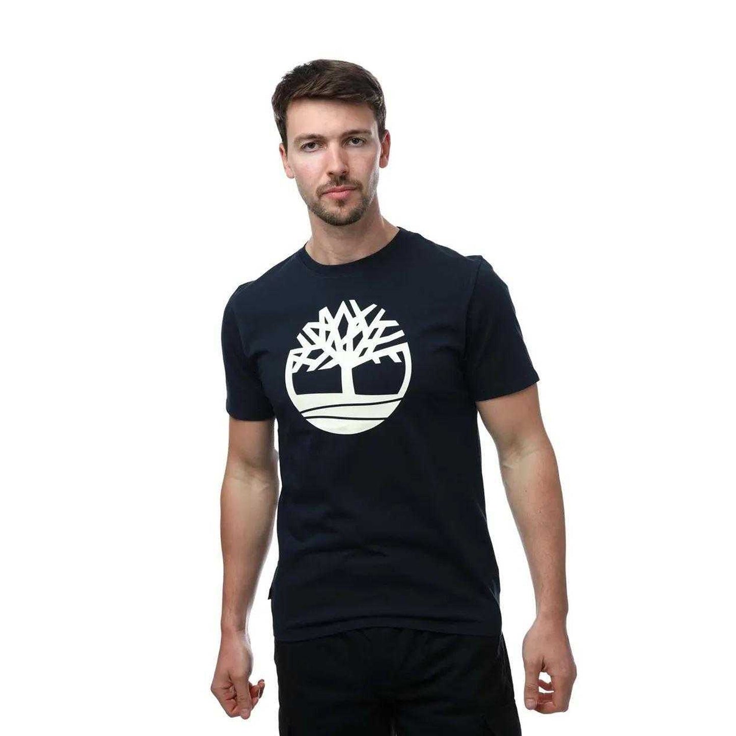 Navy - Front - Timberland Mens Tree Logo Short-Sleeved T-Shirt