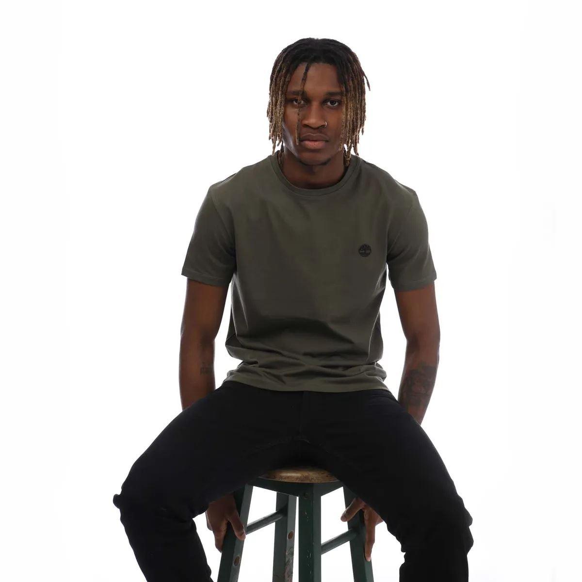 Khaki Green - Pack Shot - Timberland Mens Dunstan River Crew Neck T-Shirt