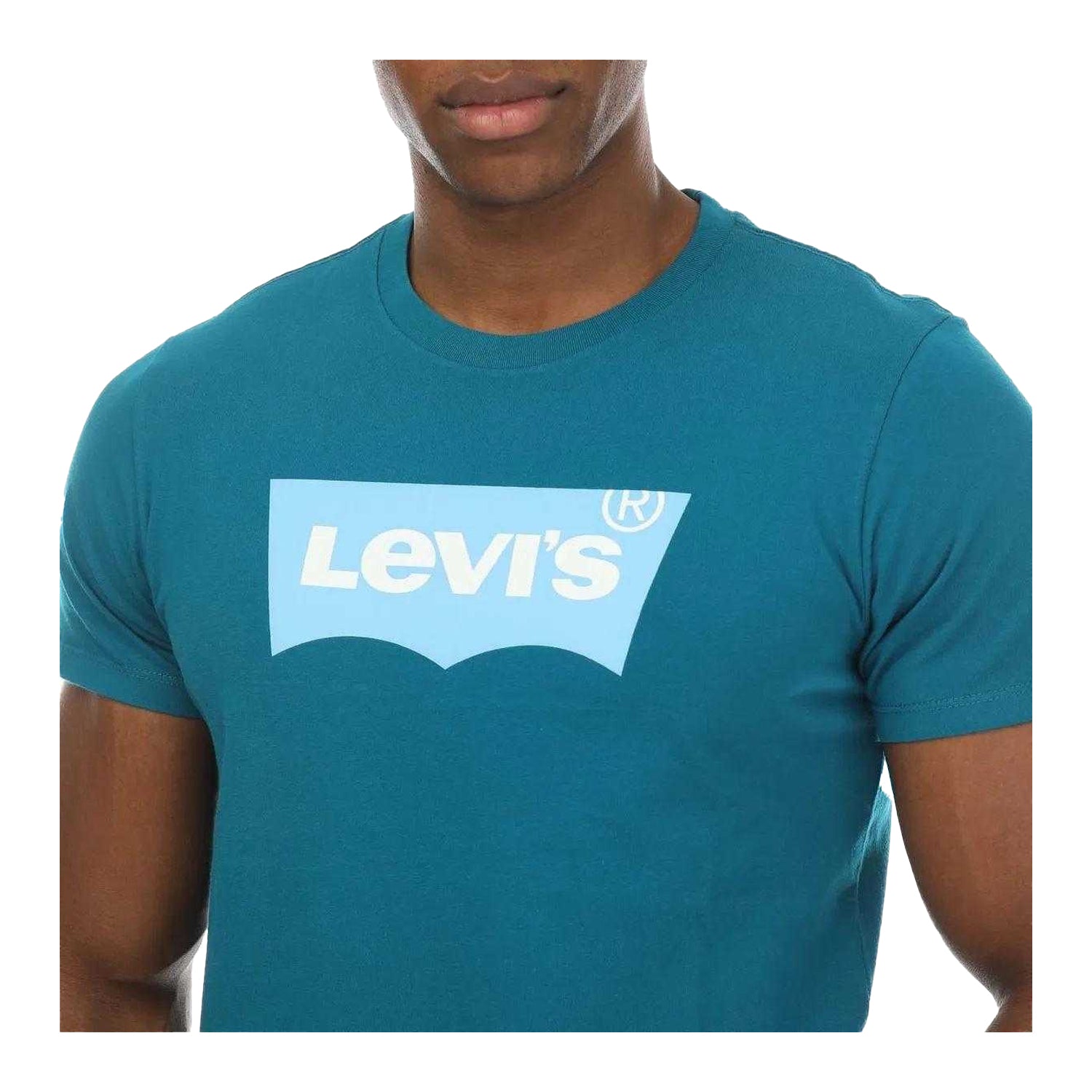 Teal - Side - Levis Mens Graphic Crew Neck T-Shirt