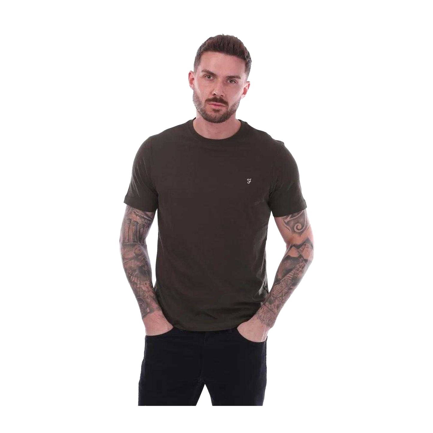 Olive - Front - Farah Mens Dean Short-Sleeved T-Shirt