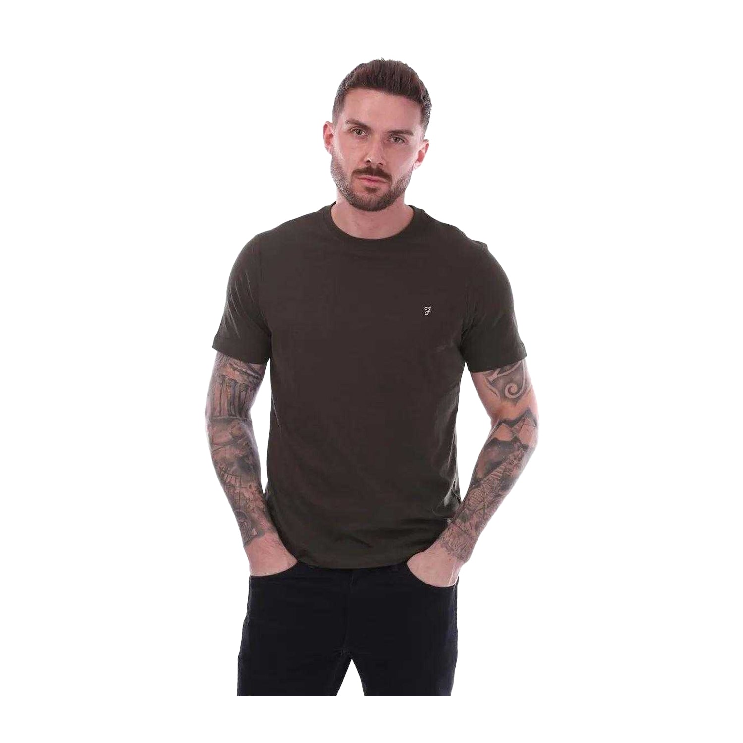Olive - Front - Farah Mens Dean Short-Sleeved T-Shirt