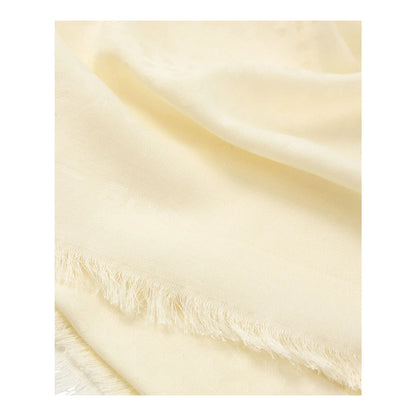 White - Side - Boss Ledonia Monogram Jacquard Fringe Scarf