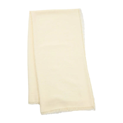 White - Front - Boss Ledonia Monogram Jacquard Fringe Scarf
