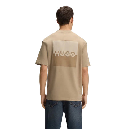Beige - Back - Hugo Mens Dusplito Split Logo T-Shirt