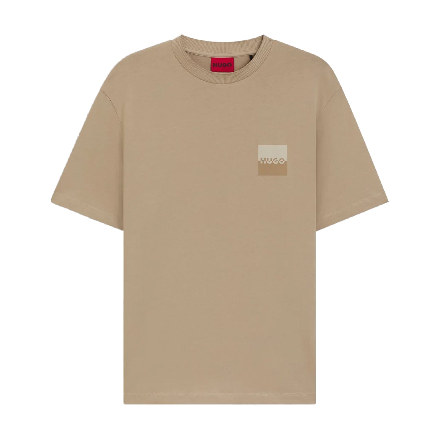 Beige - Front - Hugo Mens Dusplito Split Logo T-Shirt