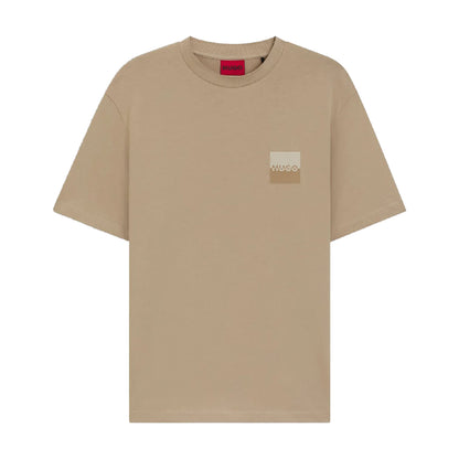 Beige - Front - Hugo Mens Dusplito Split Logo T-Shirt